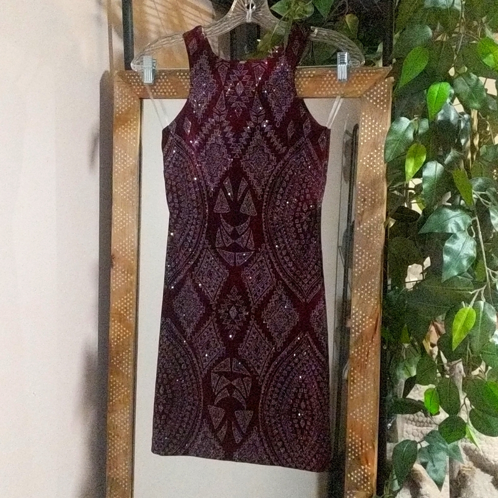 Size 1 glitzy maroon party dress